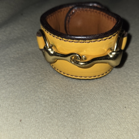 rebecca ray Jewelry - Designer leather cuff bracelet in mustard horsebit